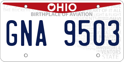 OH license plate GNA9503