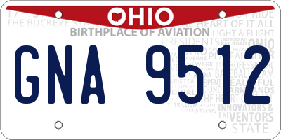 OH license plate GNA9512