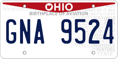 OH license plate GNA9524