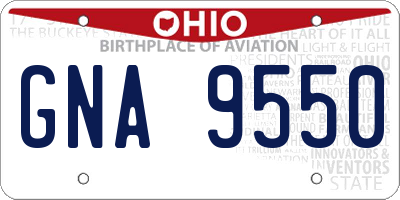 OH license plate GNA9550
