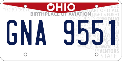 OH license plate GNA9551