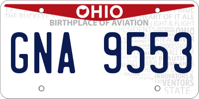 OH license plate GNA9553
