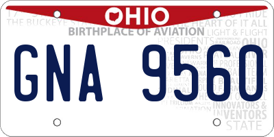 OH license plate GNA9560