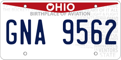 OH license plate GNA9562
