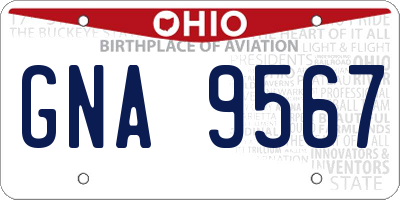 OH license plate GNA9567