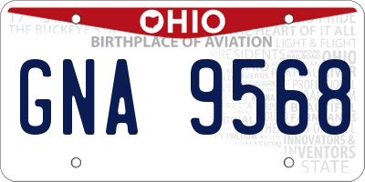 OH license plate GNA9568