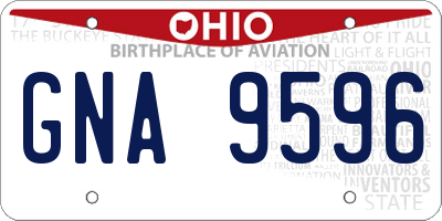 OH license plate GNA9596