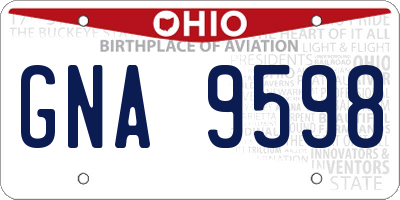 OH license plate GNA9598