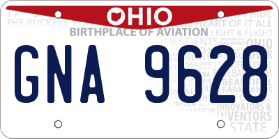 OH license plate GNA9628