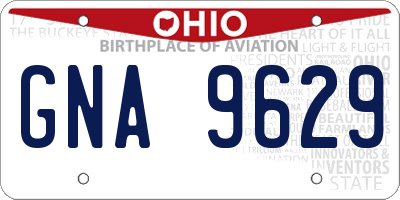 OH license plate GNA9629