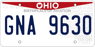 OH license plate GNA9630