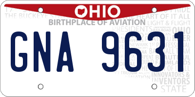 OH license plate GNA9631