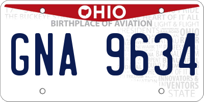 OH license plate GNA9634