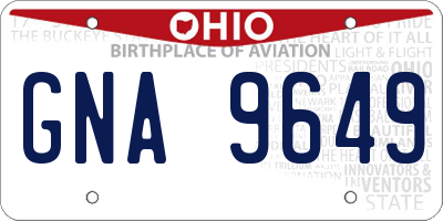 OH license plate GNA9649