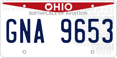 OH license plate GNA9653