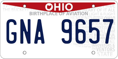 OH license plate GNA9657