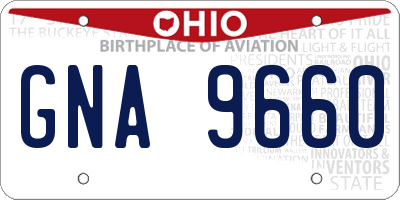 OH license plate GNA9660