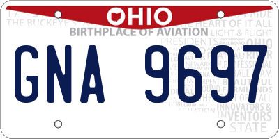 OH license plate GNA9697
