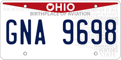 OH license plate GNA9698