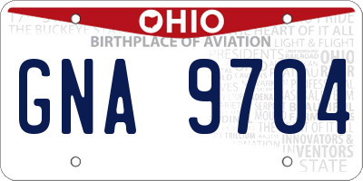 OH license plate GNA9704