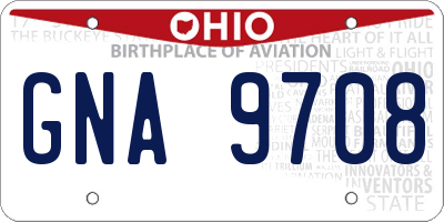 OH license plate GNA9708