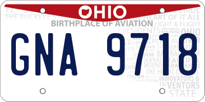 OH license plate GNA9718