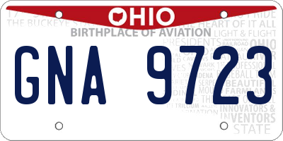 OH license plate GNA9723