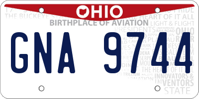 OH license plate GNA9744