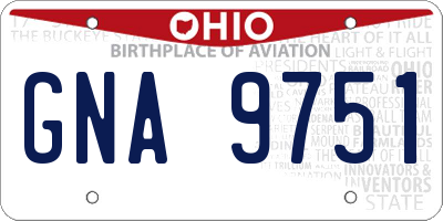 OH license plate GNA9751