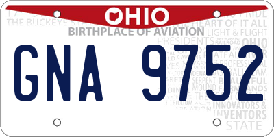OH license plate GNA9752
