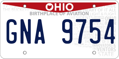 OH license plate GNA9754