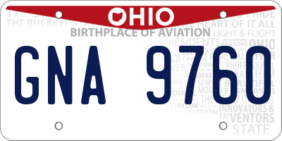 OH license plate GNA9760