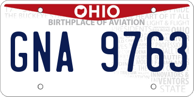 OH license plate GNA9763