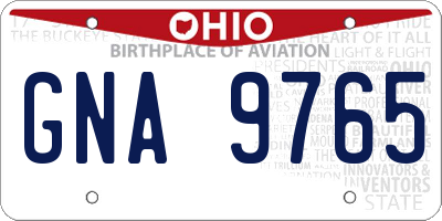 OH license plate GNA9765