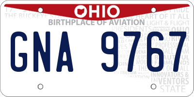OH license plate GNA9767