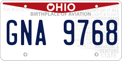 OH license plate GNA9768