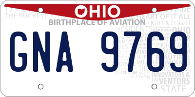 OH license plate GNA9769