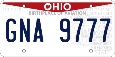 OH license plate GNA9777