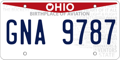 OH license plate GNA9787