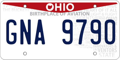 OH license plate GNA9790