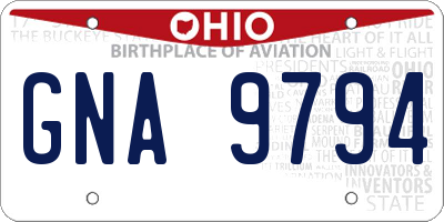OH license plate GNA9794