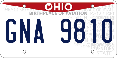 OH license plate GNA9810