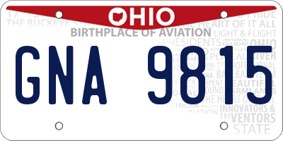 OH license plate GNA9815