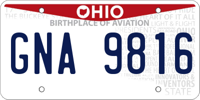 OH license plate GNA9816