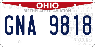 OH license plate GNA9818