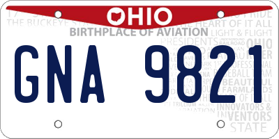 OH license plate GNA9821