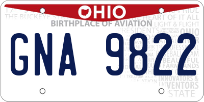 OH license plate GNA9822