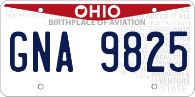 OH license plate GNA9825