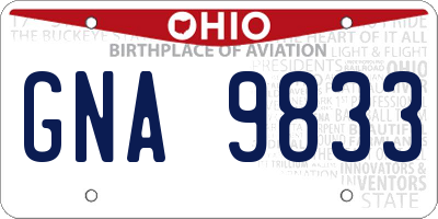 OH license plate GNA9833