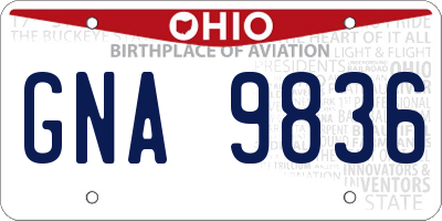 OH license plate GNA9836